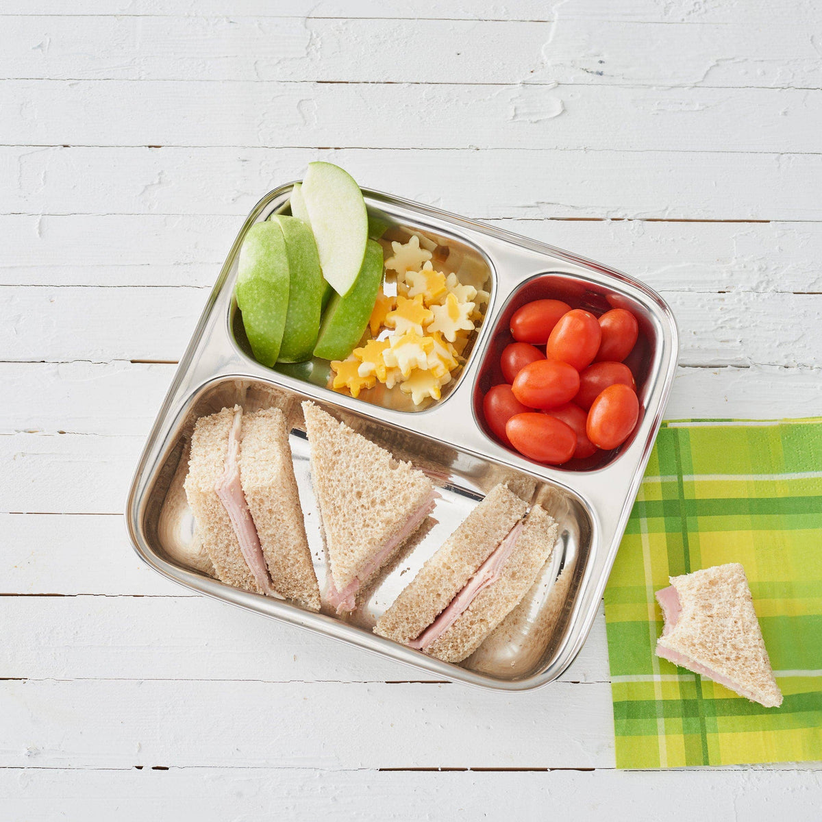 Small 3-Section Plate | Kid-Friendly Divided Tray-Dalcini Stainless-Modern Rascals
