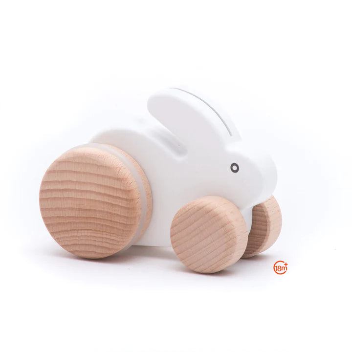 Small Push-Along Rabbit in White-Bajo-Modern Rascals