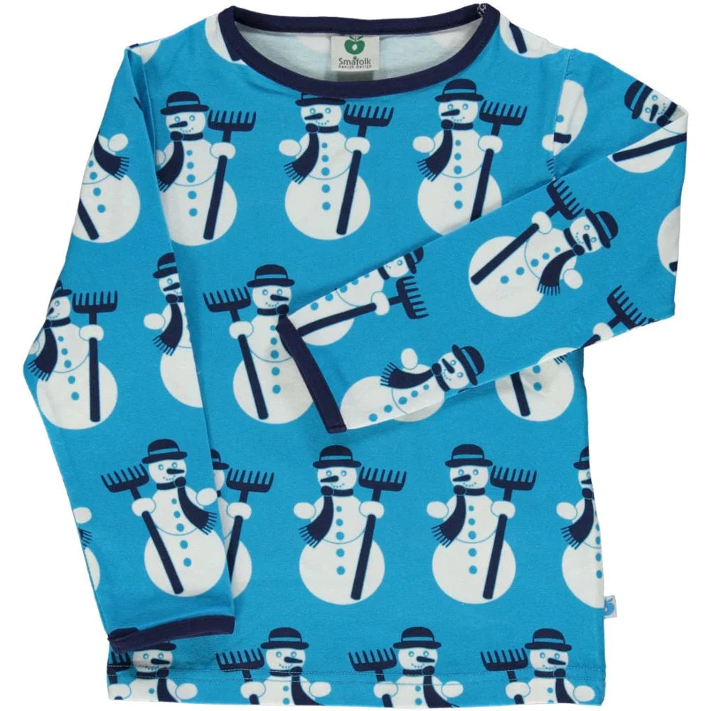 Snowperson Long Sleeve Shirt - Blue - 2 Left Size 1-2 & 4-5 years-Smafolk-Modern Rascals