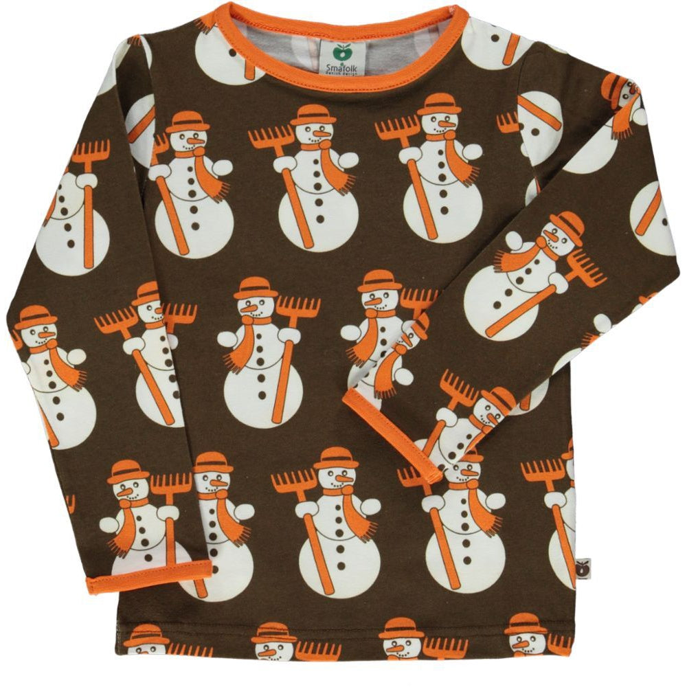 Snowperson Long Sleeve Shirt - Brown - 1 Left Size 11-12 years-Smafolk-Modern Rascals