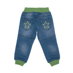 Soft Denim Relaxed Jeans in Indigo Wash / Moss - 2 Left Size 9-10 & 10-11 years-Villervalla-Modern Rascals