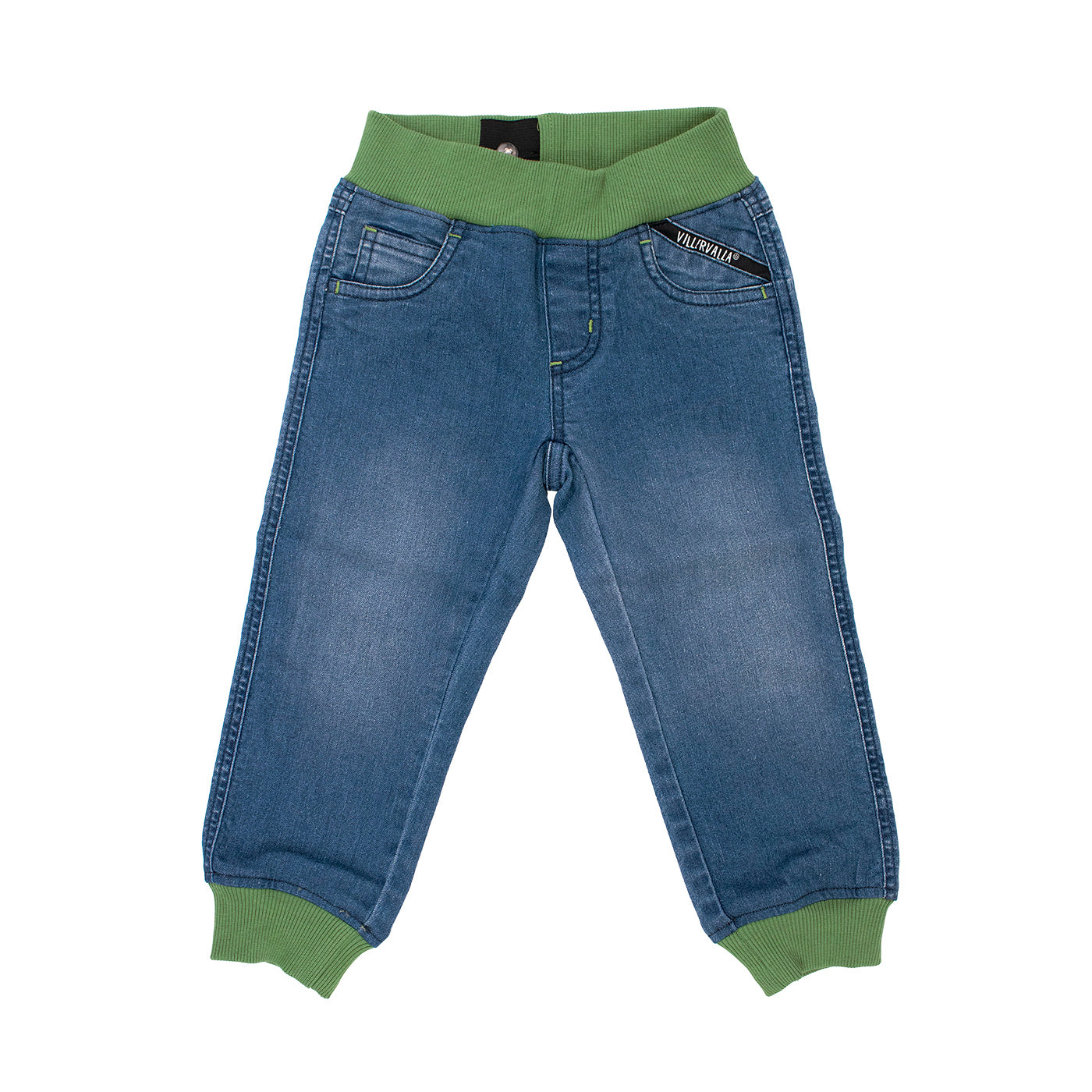 Soft Denim Relaxed Jeans in Indigo Wash / Moss - 2 Left Size 9-10 & 10-11 years-Villervalla-Modern Rascals