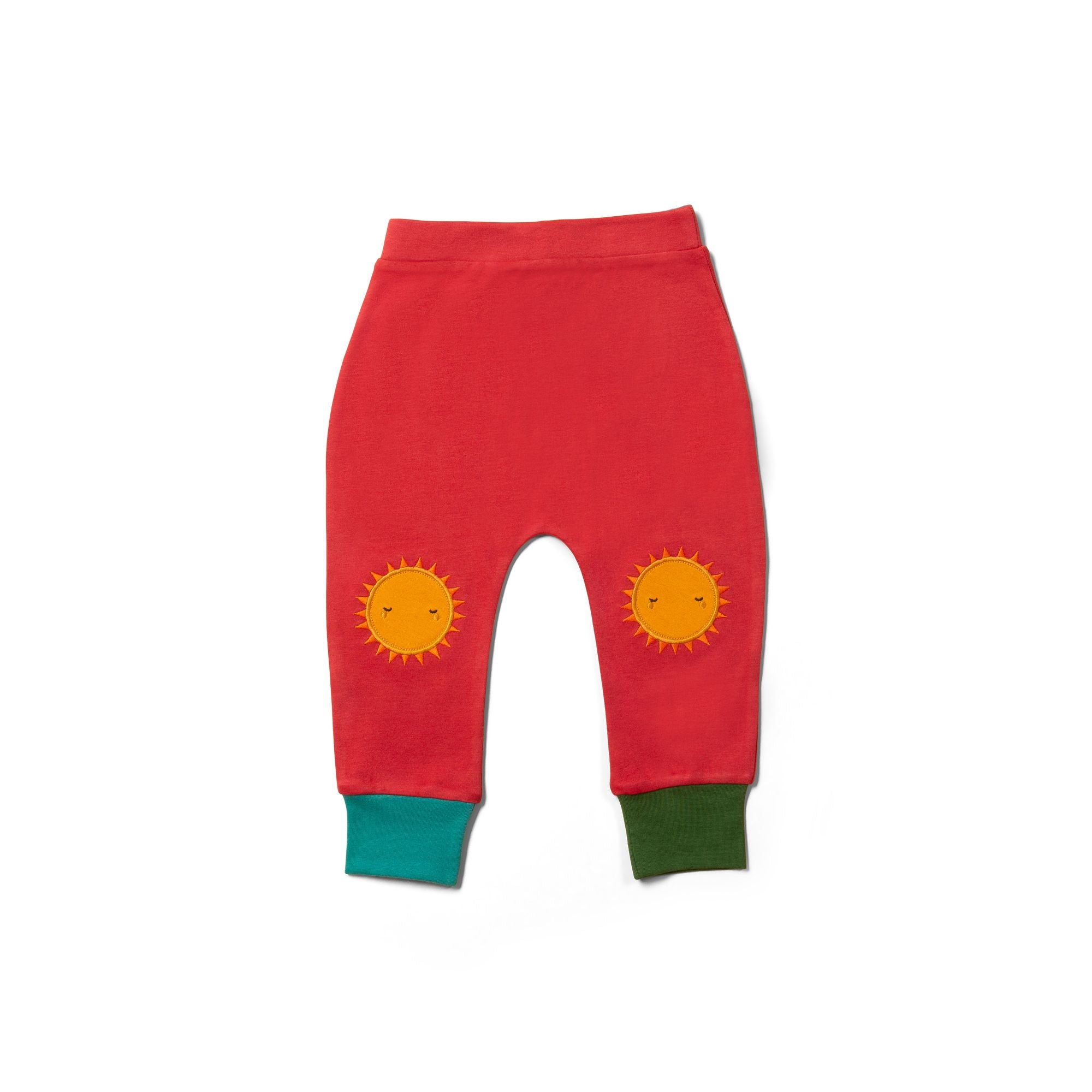 Soft Red Sun Knee Patch Joggers-Little Green Radicals-Modern Rascals