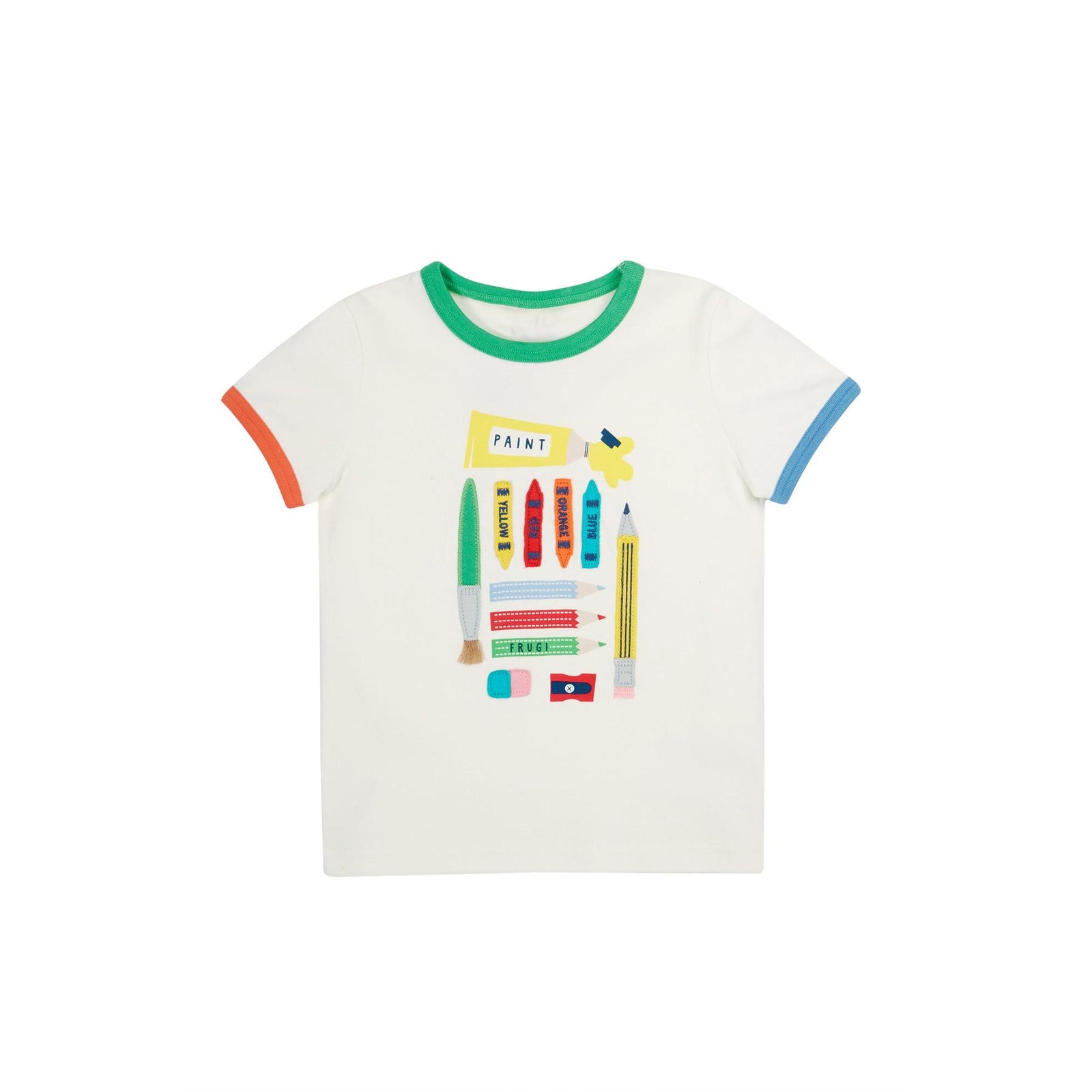 Soft White / Let's Create Xavier Circular T-Shirt - 2 Left Size 4-5 years-Frugi-Modern Rascals