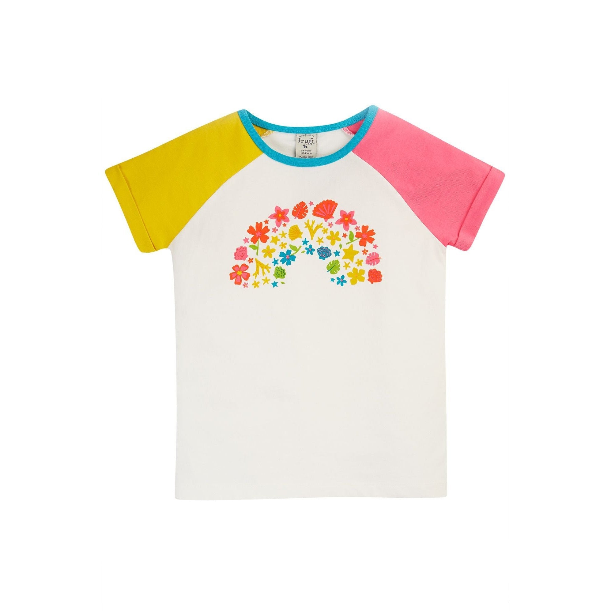 Soft White / Rainbow Nyomi Raglan T-Shirt - 2 Left Size 2-3 & 3-4 years-Frugi-Modern Rascals