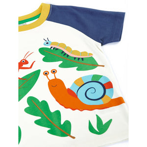 Soft White/Bugs Tamar Raglan T-Shirt - 2 Left Size 7-8 & 9-10 years-Frugi-Modern Rascals
