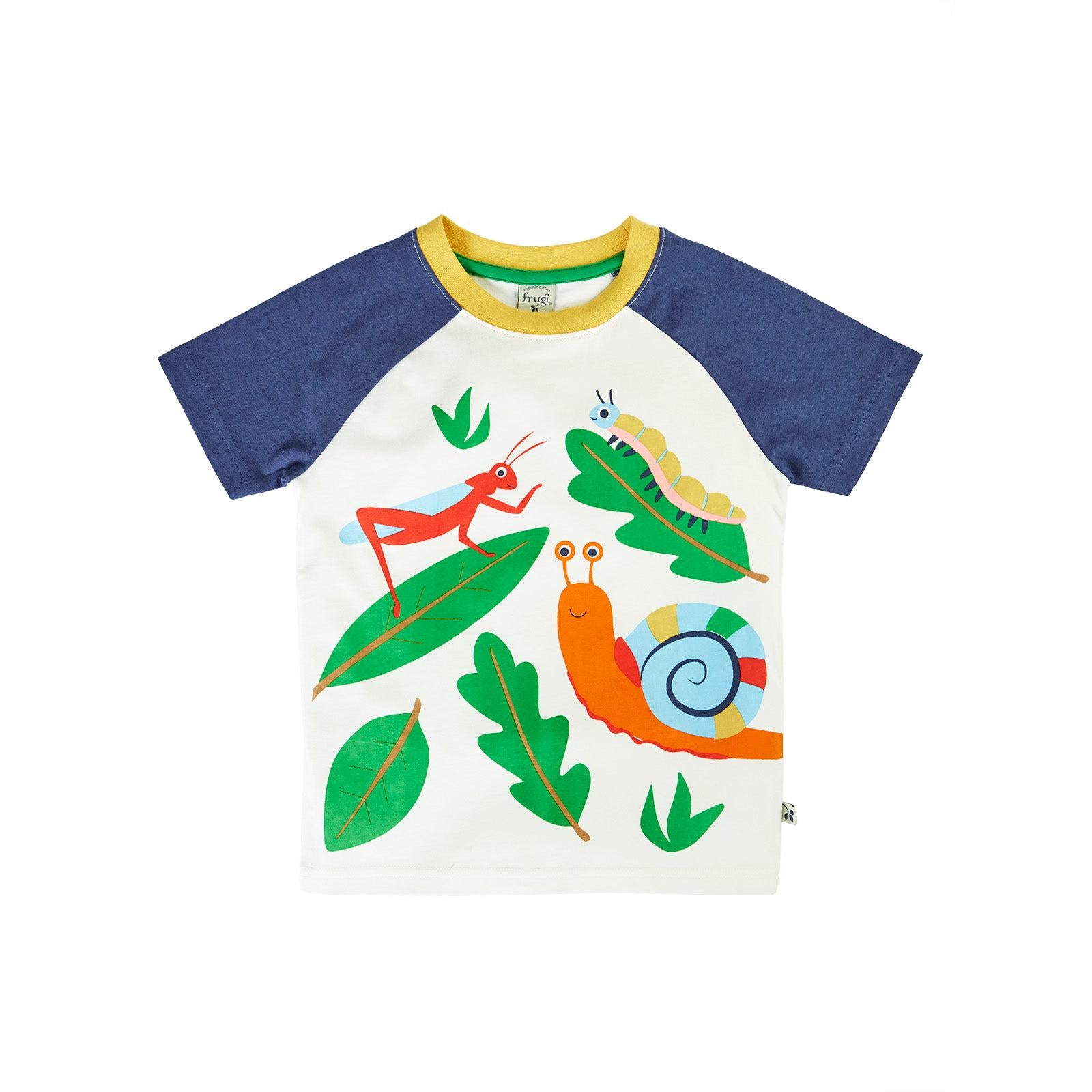 Soft White/Bugs Tamar Raglan T-Shirt - 2 Left Size 7-8 & 9-10 years-Frugi-Modern Rascals