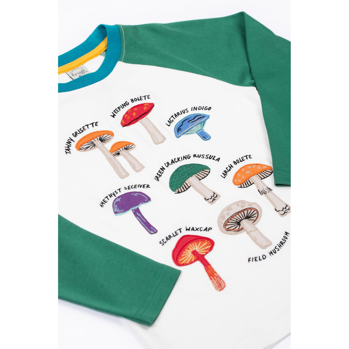 Soft White/Fungi Ace Applique Top - 1 Left Size 4-5 years-Frugi-Modern Rascals