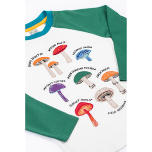 Soft White/Fungi Ace Applique Top - 1 Left Size 4-5 years-Frugi-Modern Rascals