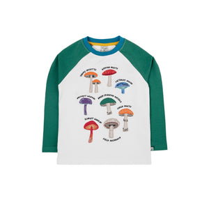 Soft White/Fungi Ace Applique Top - 1 Left Size 4-5 years-Frugi-Modern Rascals