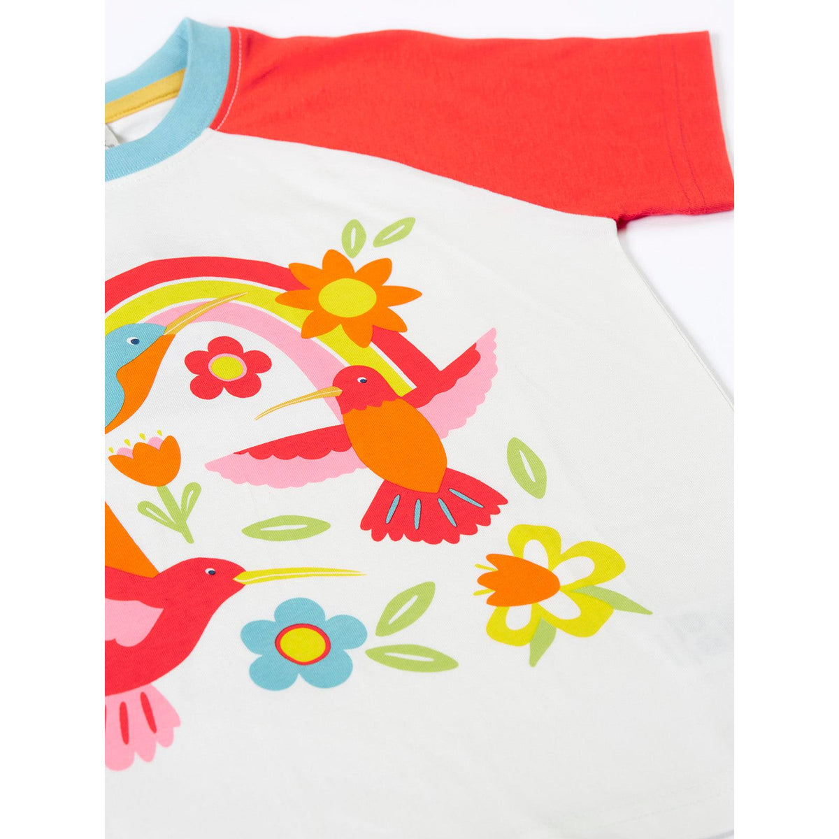 Soft White/Hummingbird Tamar Raglan T-Shirt - 2 Left Size 2-3 & 5-6 years-Frugi-Modern Rascals