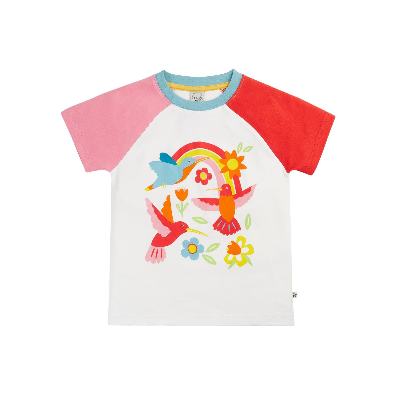 Soft White/Hummingbird Tamar Raglan T-Shirt - 2 Left Size 2-3 & 5-6 years-Frugi-Modern Rascals