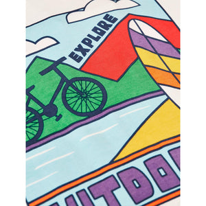 Soft White/Outdoors Towan Relaxed T-Shirt - 2 Left Size 7-8 & 11-12 years-Frugi-Modern Rascals