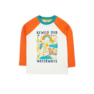 Soft White/Waterways Tamar Raglan Top-Frugi-Modern Rascals