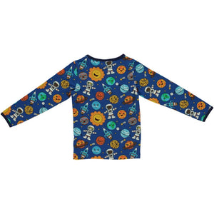 Space and Planets Long Sleeve Shirt - Blue Lolite - 1 Left Size 7-8 years-Smafolk-Modern Rascals