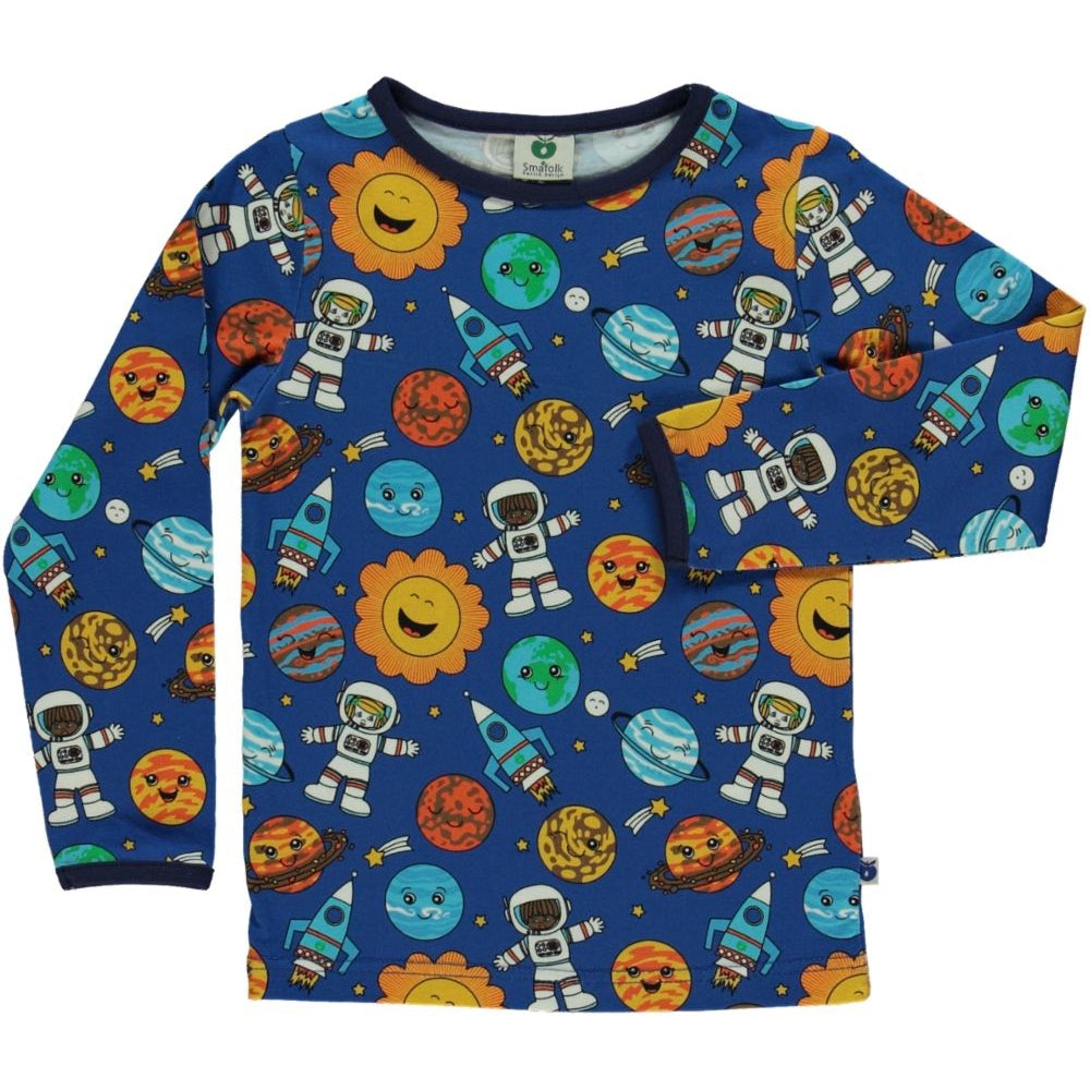Space and Planets Long Sleeve Shirt - Blue Lolite-Smafolk-Modern Rascals