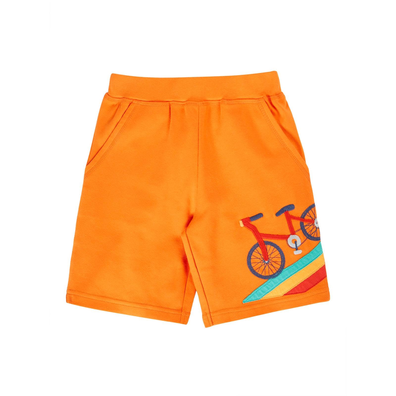 Spark Orange/Bike Birch Shorts-Frugi-Modern Rascals