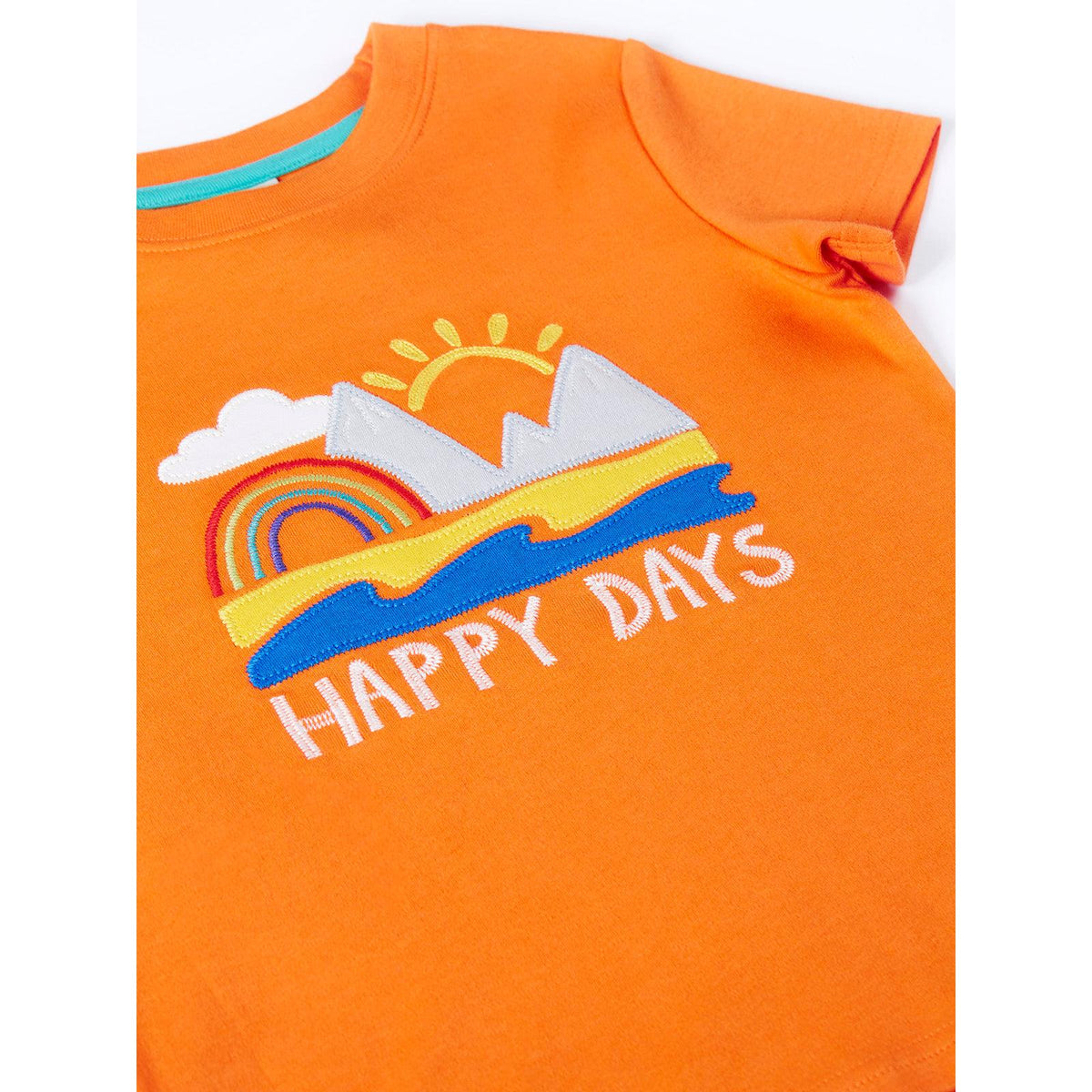 Spark Orange/Happy Carsen Applique T-Shirt-Frugi-Modern Rascals