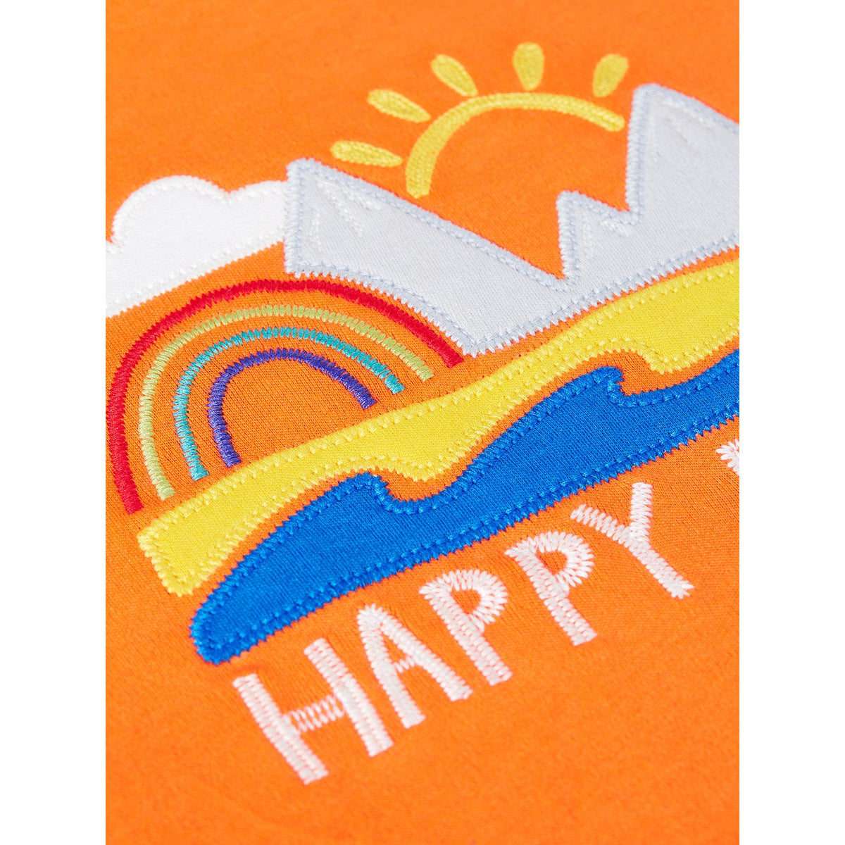 Spark Orange/Happy Carsen Applique T-Shirt-Frugi-Modern Rascals