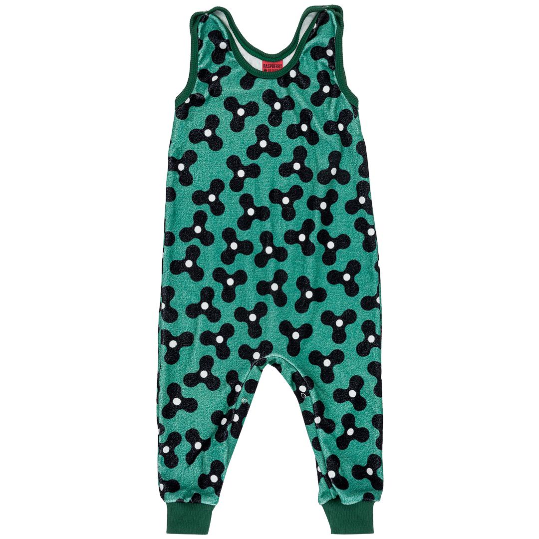 Spinning Windmills Green Velour Dungarees - 1 Left Size 12-18 months-Raspberry Republic-Modern Rascals