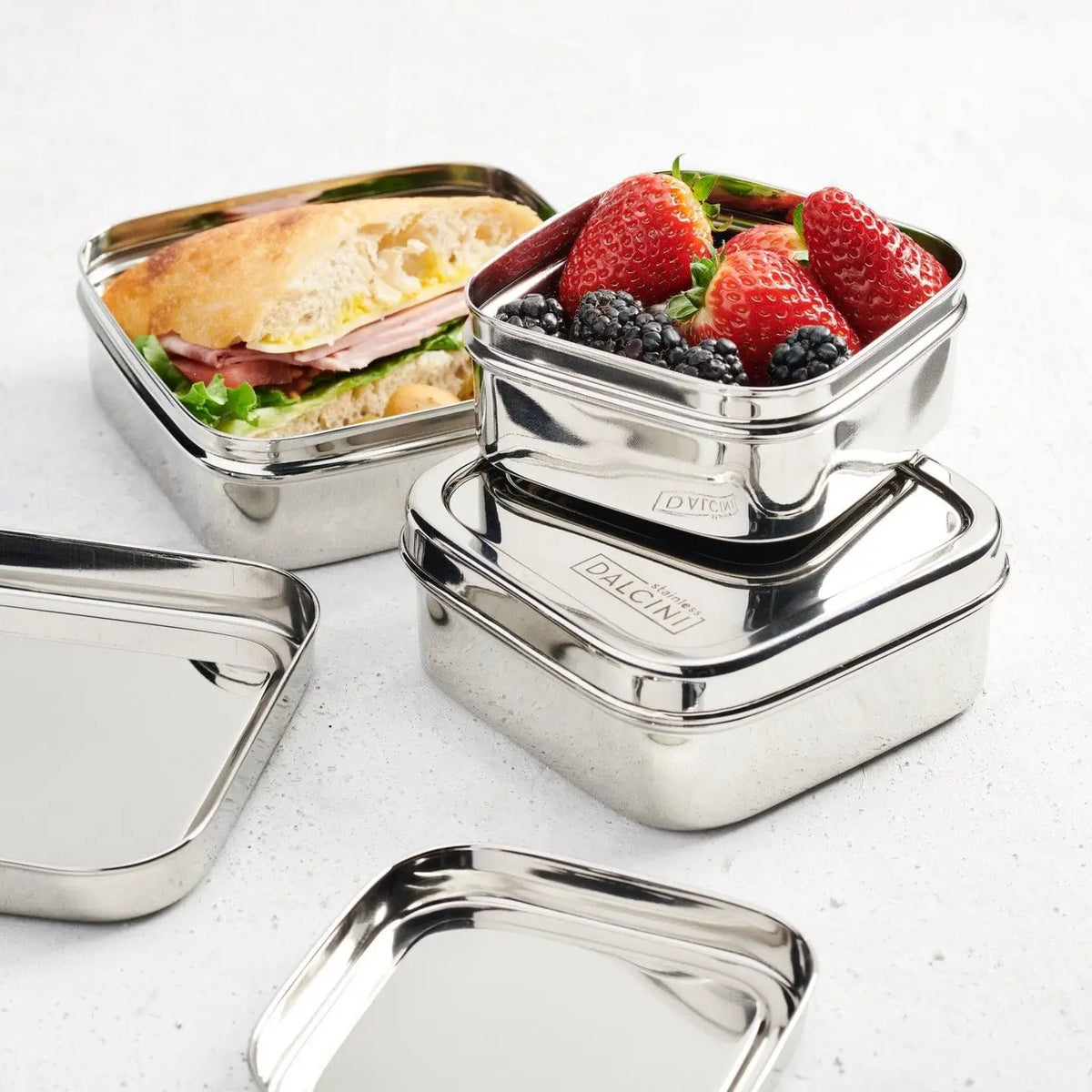 Square Trio | Set of 3 Durable Containers-Dalcini Stainless-Modern Rascals