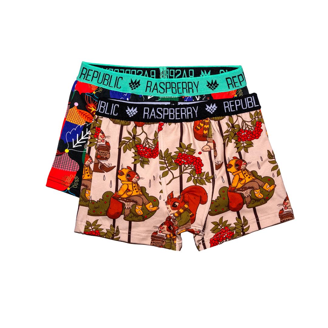 Squirrel Snack & Acorns Boxers - 2 Pack-Raspberry Republic-Modern Rascals