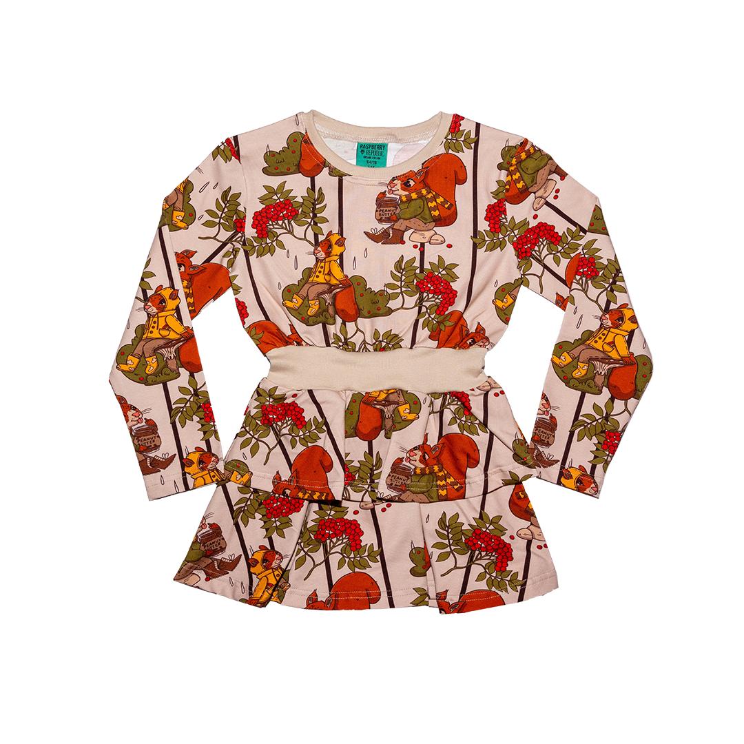 Squirrel Snack Long Sleeve Dress-Raspberry Republic-Modern Rascals