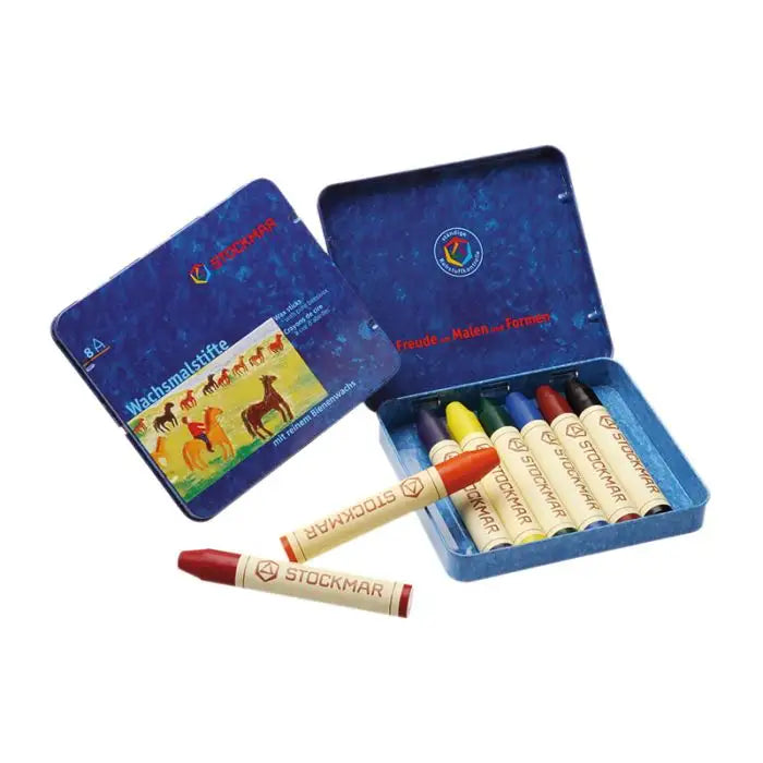 Stockmar Standard Beeswax Stick Crayons in a Tin Case - 8 Colours-Stockmar-Modern Rascals