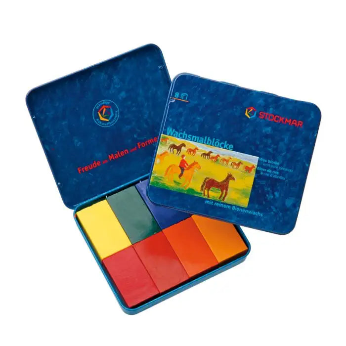 Stockmar Waldorf Beeswax Block Crayons in a Tin Case - 8 Colours-Stockmar-Modern Rascals
