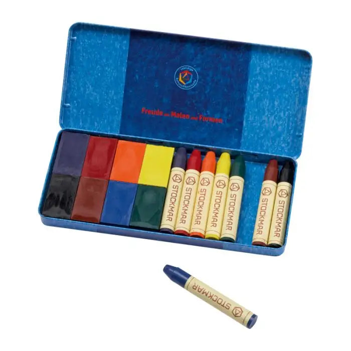 Stockmar Wax Crayons Combo Standard Tin Case - 8 Blocks & 8 Sticks Assorted-Stockmar-Modern Rascals