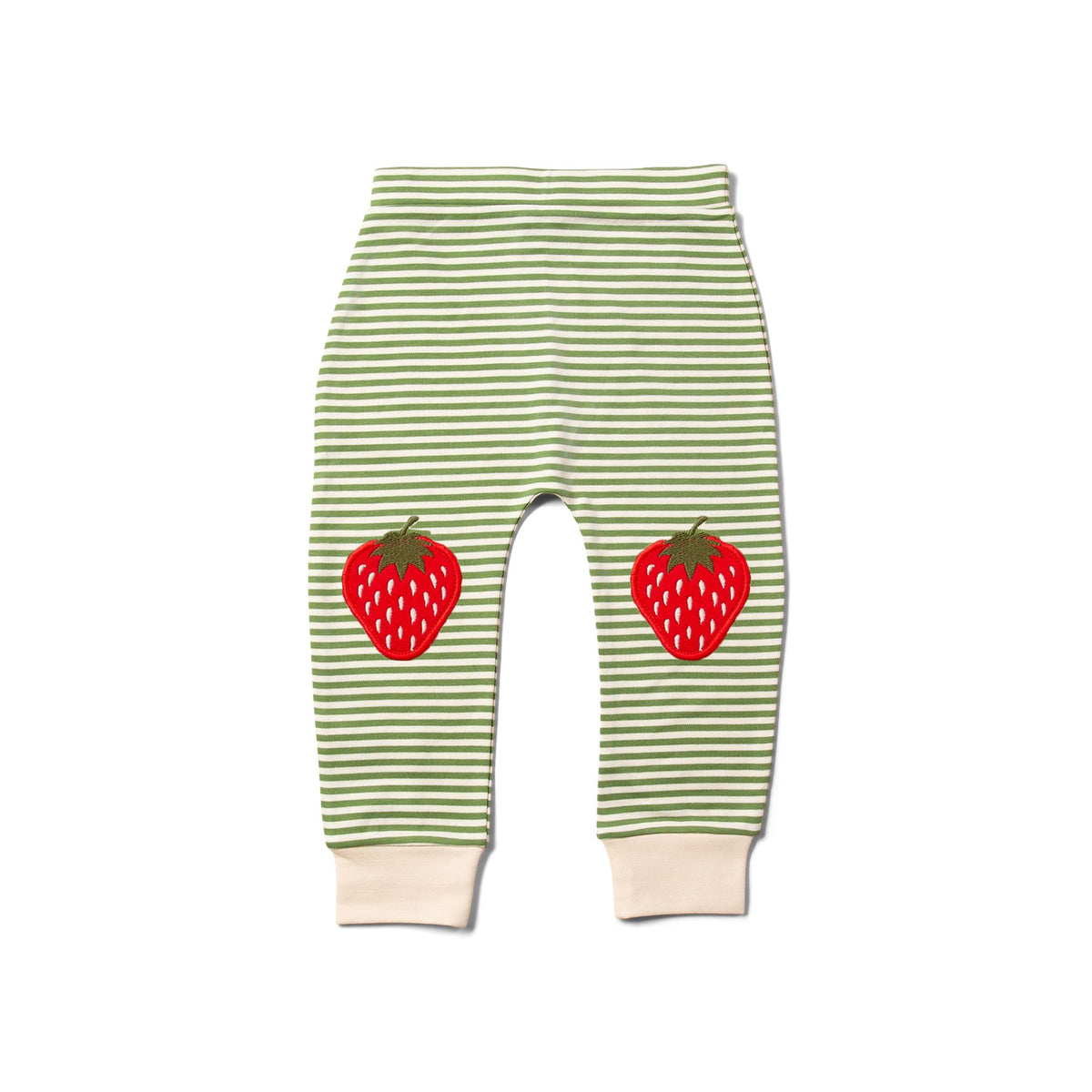 Strawberries Knee Patch Striped Joggers - 1 Left Size 18-24 months-Little Green Radicals-Modern Rascals