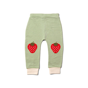 Strawberries Knee Patch Striped Joggers - 1 Left Size 18-24 months-Little Green Radicals-Modern Rascals