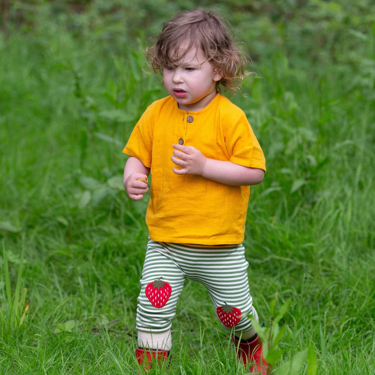 Strawberries Knee Patch Striped Joggers - 2 Left Size 18-24 months & 2-3 years-Little Green Radicals-Modern Rascals