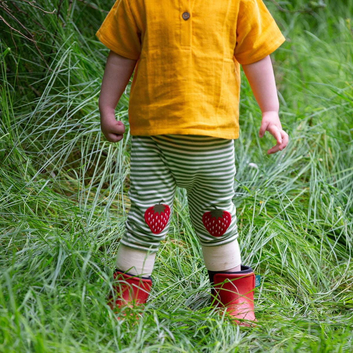 Strawberries Knee Patch Striped Joggers - 2 Left Size 18-24 months & 2-3 years-Little Green Radicals-Modern Rascals