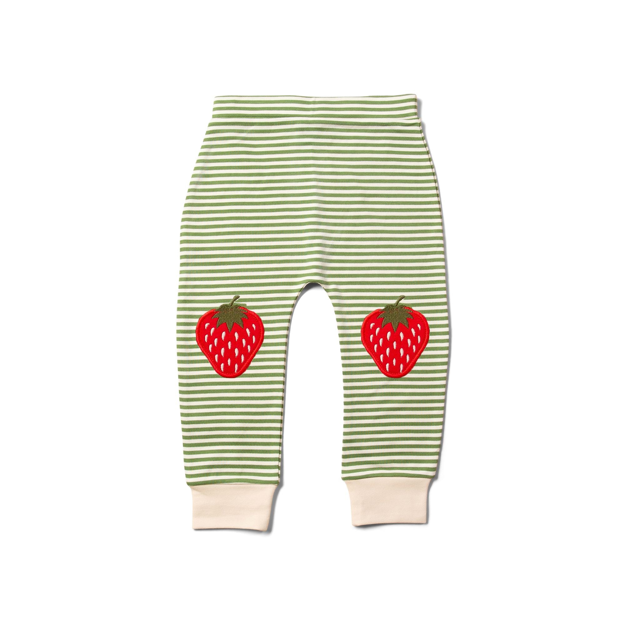 Strawberries Knee Patch Striped Joggers - 2 Left Size 18-24 months & 2-3 years-Little Green Radicals-Modern Rascals