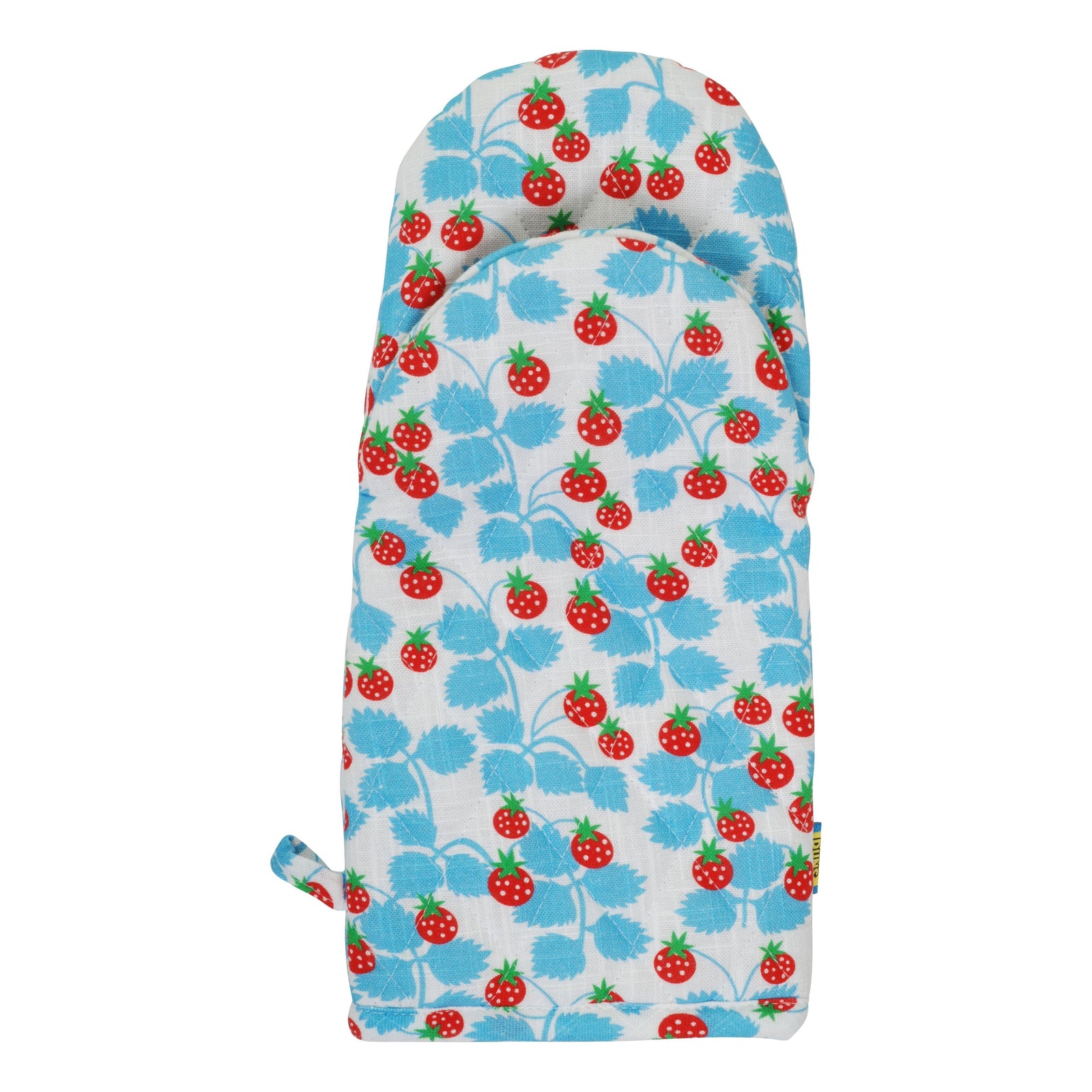 Strawberry Blue Oven Mitt (single - cotton/linen blend)-Duns Sweden-Modern Rascals