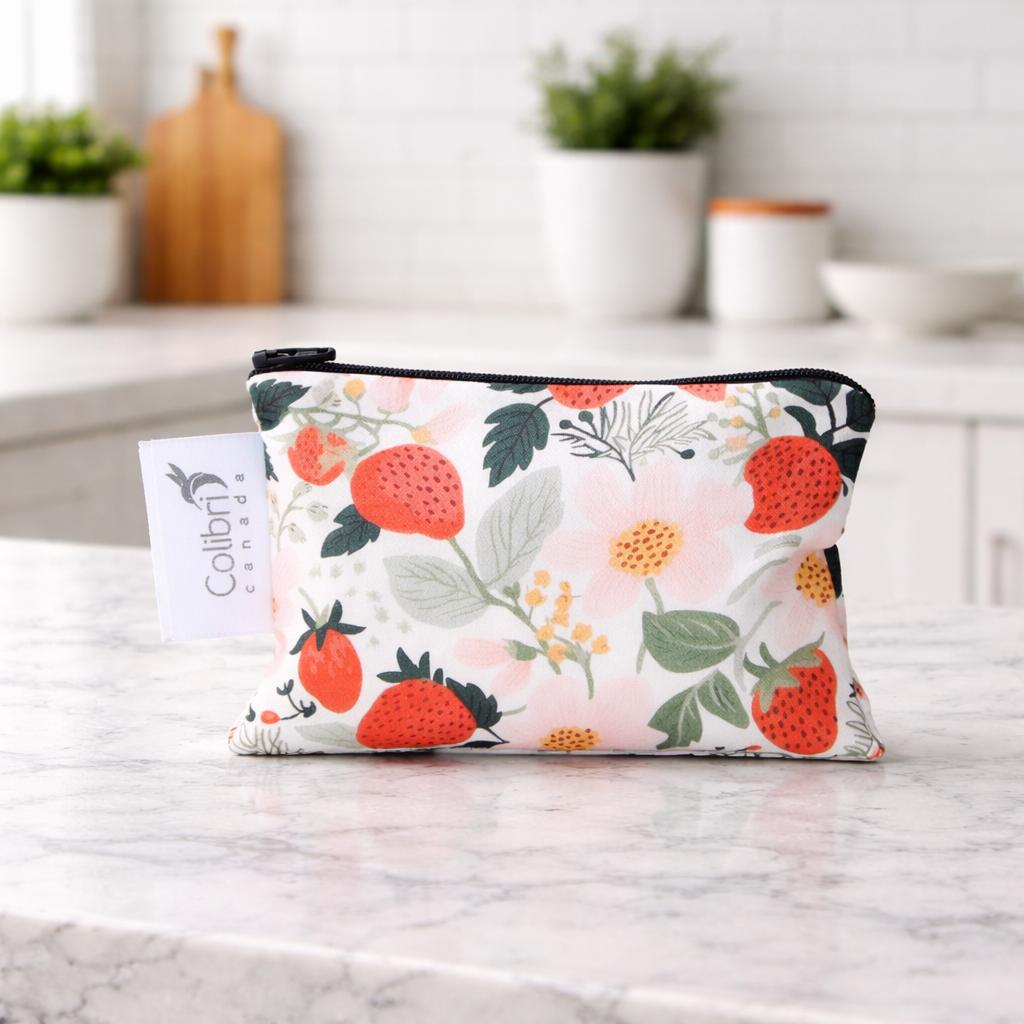 Strawberry Patch Reusable Snack Bag - Small-Colibri-Modern Rascals