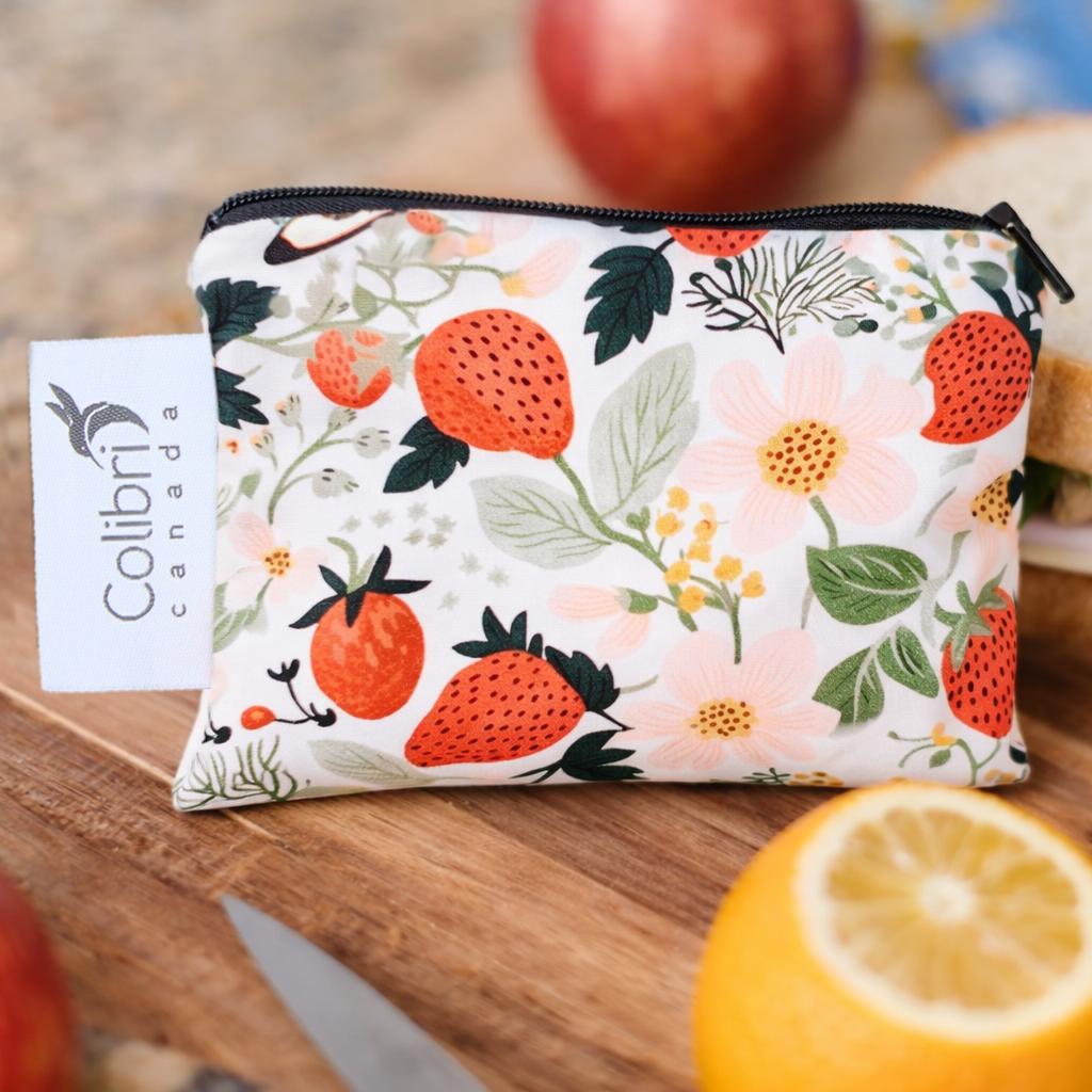 Strawberry Patch Reusable Snack Bag - Small-Colibri-Modern Rascals
