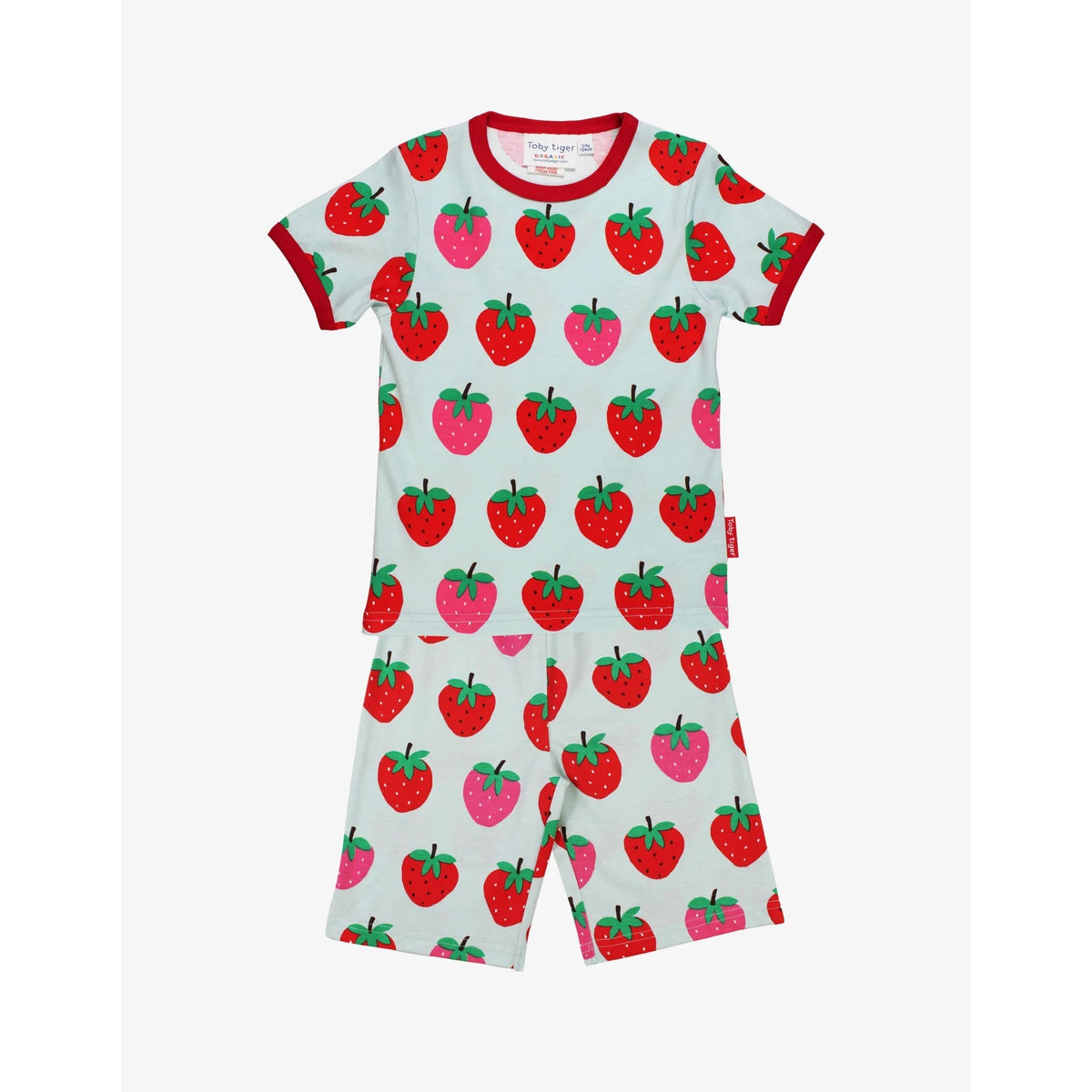Strawberry Short Sleeve Shirt and Shorts / PJ Set - 1 Left Size 3-4 years-Toby Tiger-Modern Rascals