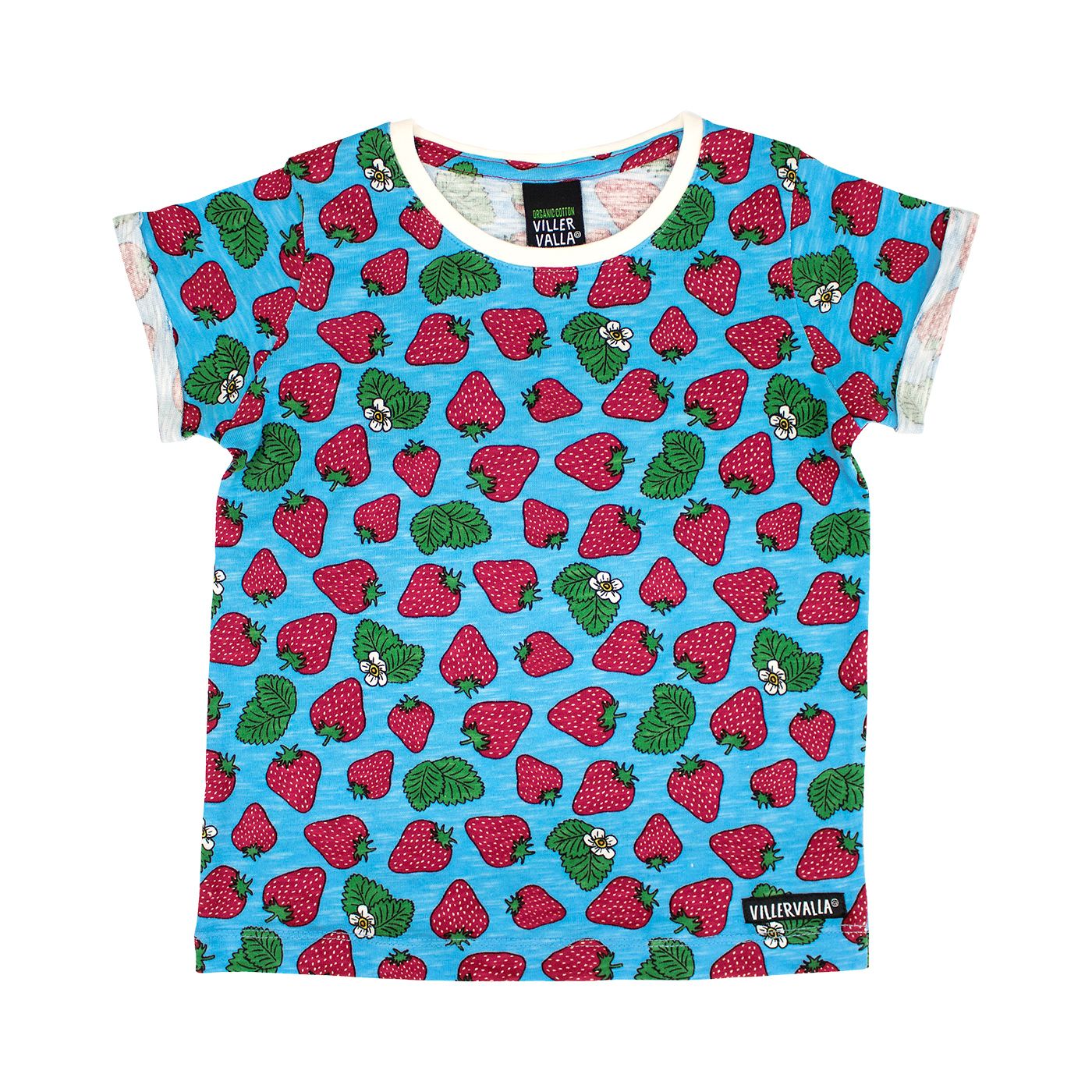 Strawberry Short Sleeve Shirt - Aqua - 1 Left Size 10-11 years-Villervalla-Modern Rascals
