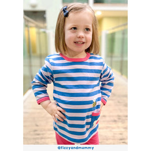 Striped Daisy Applique Long Sleeve Shirt-Toby Tiger-Modern Rascals