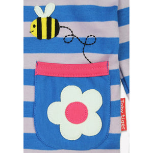 Striped Daisy Applique Long Sleeve Shirt-Toby Tiger-Modern Rascals