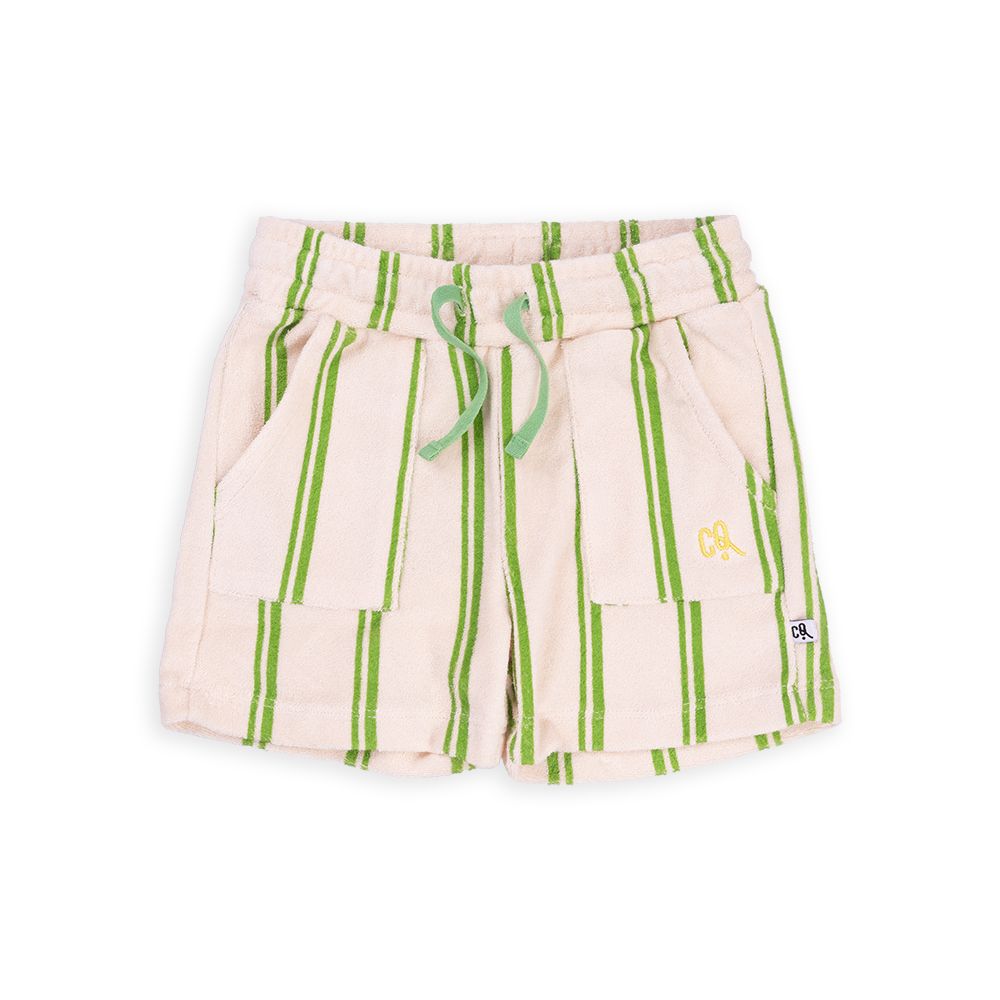 Stripes Green Loose Fit Terry Shorts - 1 Left Size 2-4 years-CARLIJNQ-Modern Rascals