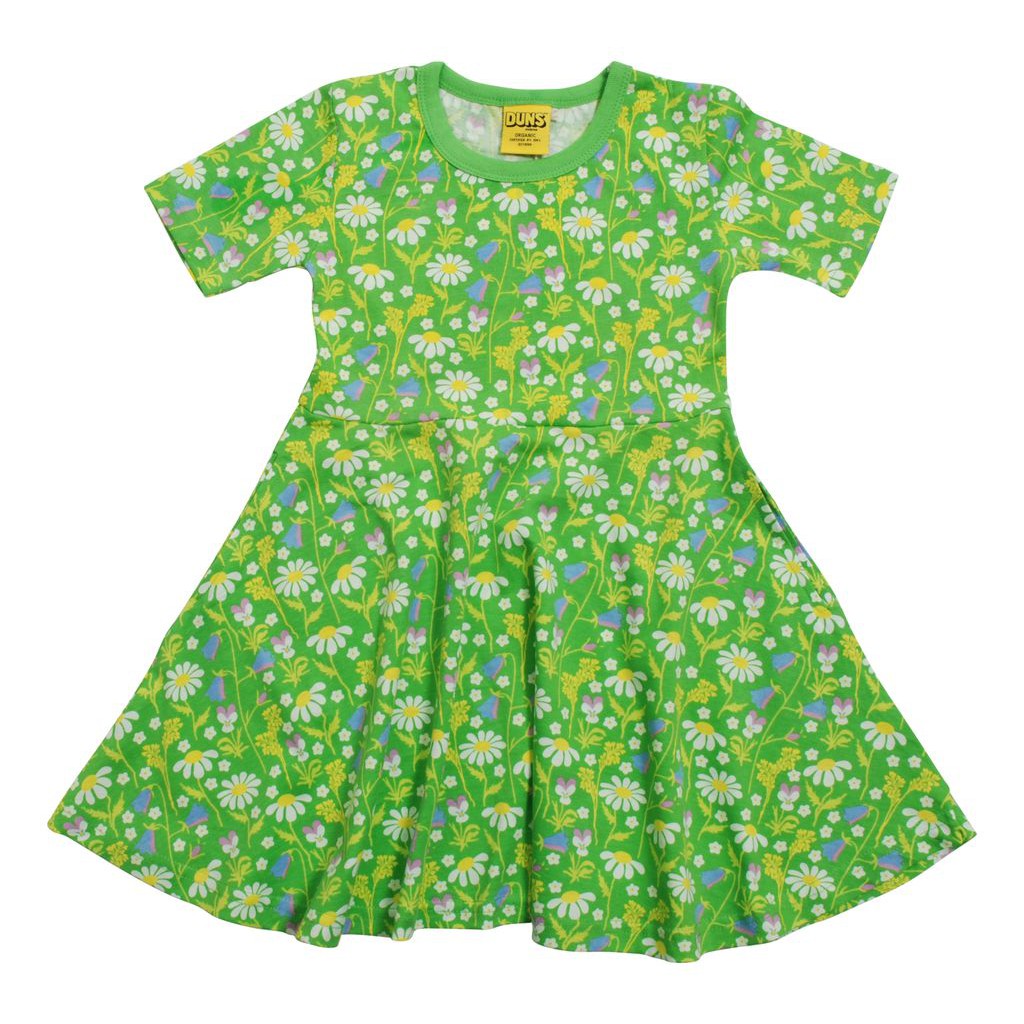 Summer Days - Green Short Sleeve Skater Dress - 1 Left Size 10-11 years-Duns Sweden-Modern Rascals