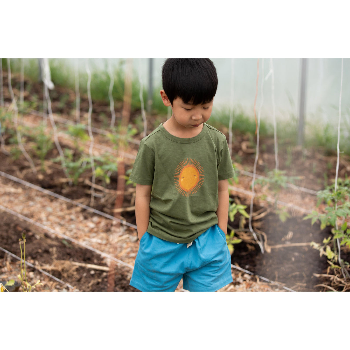 Summer Rays Short Sleeve Popper T-Shirt - 1 Left Size 2-3 years-Little Green Radicals-Modern Rascals
