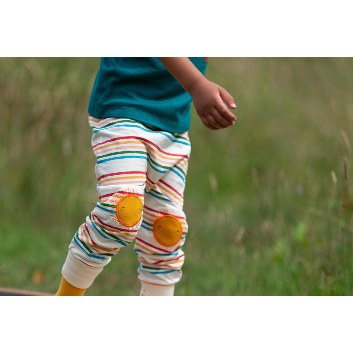 Sun Rays Knee Patch Striped Joggers - 2 Left Size 4-5 years-Little Green Radicals-Modern Rascals
