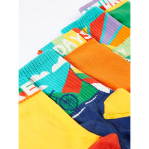 Sunnie Adventure Socks - 5 Pack - 2 Left Size 4-6 years-Frugi-Modern Rascals