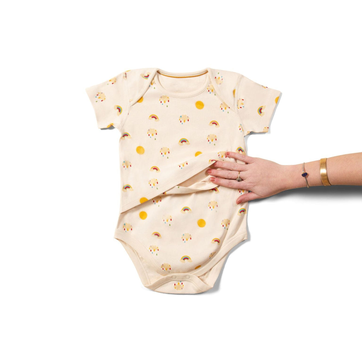 Sunshine & Rainbows Easy Feeding Adaptive Onesie-Little Green Radicals-Modern Rascals