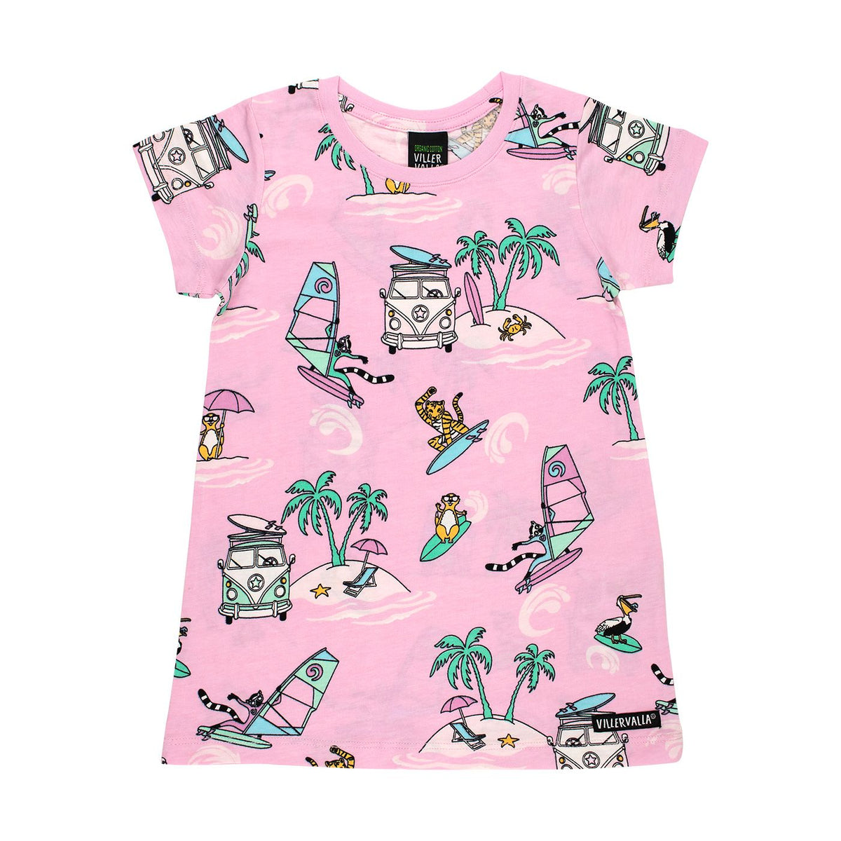 Surf Short Sleeve Dress - Raspberry-Villervalla-Modern Rascals