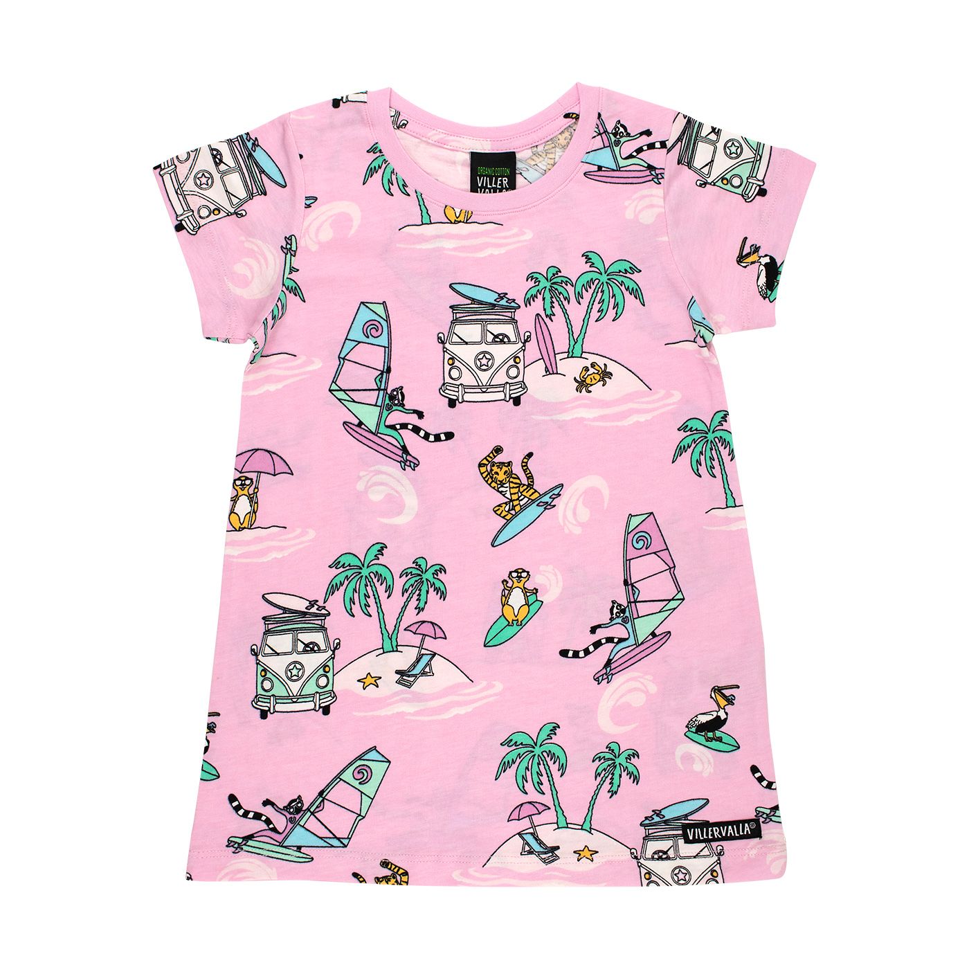 Surf Short Sleeve Dress - Raspberry-Villervalla-Modern Rascals